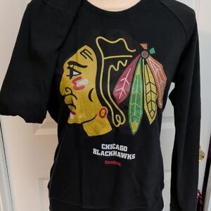 Reebok Black Sweatshirt with Chicago Blackhawks Design